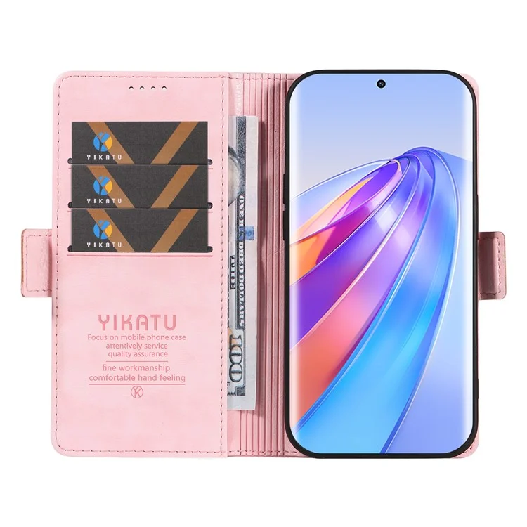 YIKATU YK-007 Para Honor X40 5G / X9a 5G / Magic5 Lite 5G Funda de Teléfono Textura de Piel de Litchi Cartera - Rosa