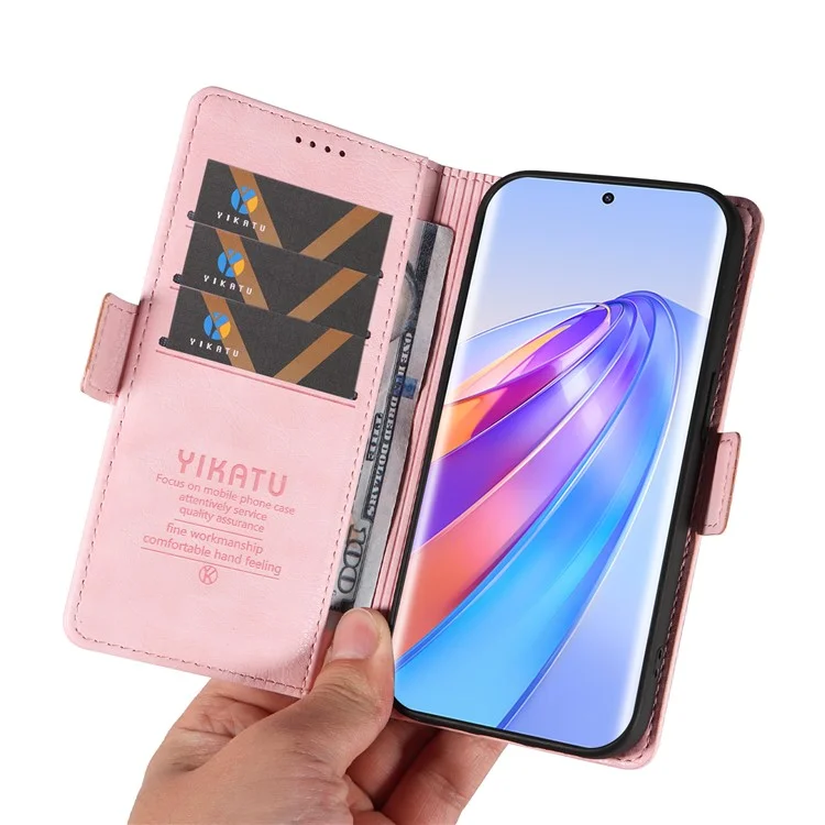 YIKATU YK-007 Para Honor X40 5G / X9a 5G / Magic5 Lite 5G Funda de Teléfono Textura de Piel de Litchi Cartera - Rosa