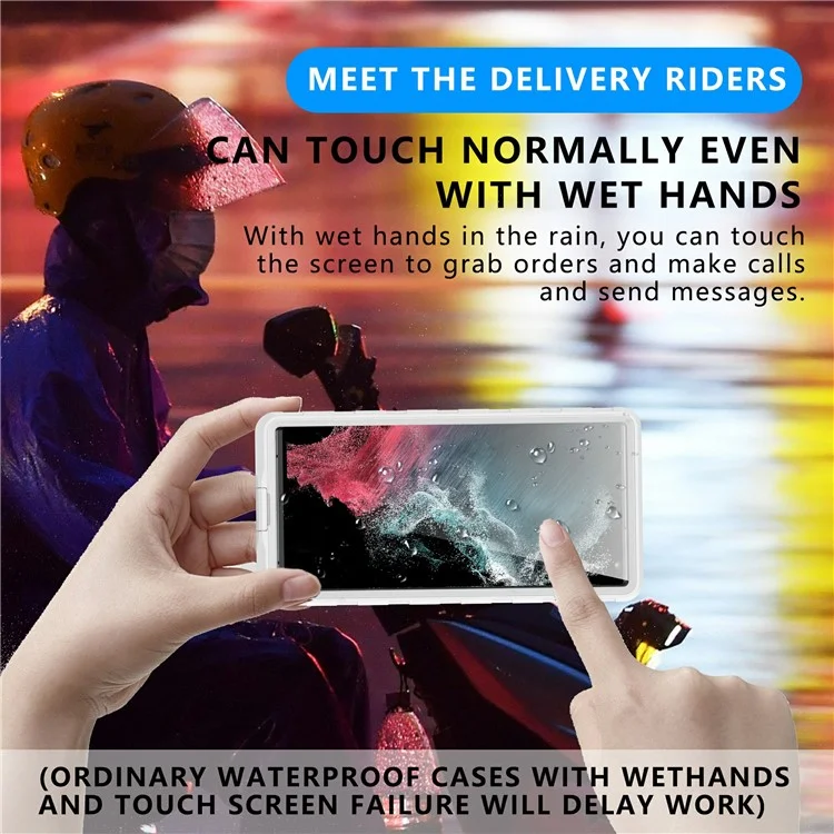 Universal IP68 Waterproof Case Phone Underwater Protection Cover for Phones Below 6.9-inch - White