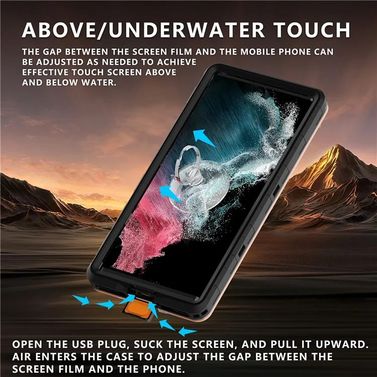 Universal IP68 Waterproof Case Phone Underwater Protection Cover for Phones Below 6.9-inch - Black