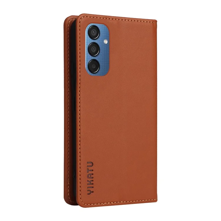 YIKATU YK-001 Чехол для телефона Samsung Galaxy M15 5G, магнитный, кожаный, с амортизирующей защитой - коричневый