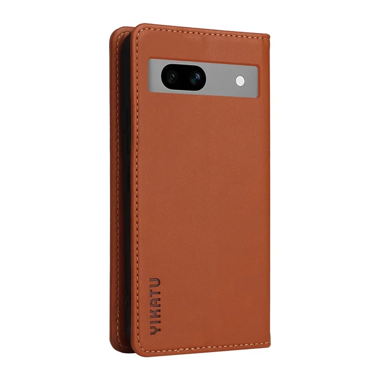 YIKATU YK-001 For Google Pixel 7a Leather Case Magnetic Closure Ultra thin Phone Case - Brown