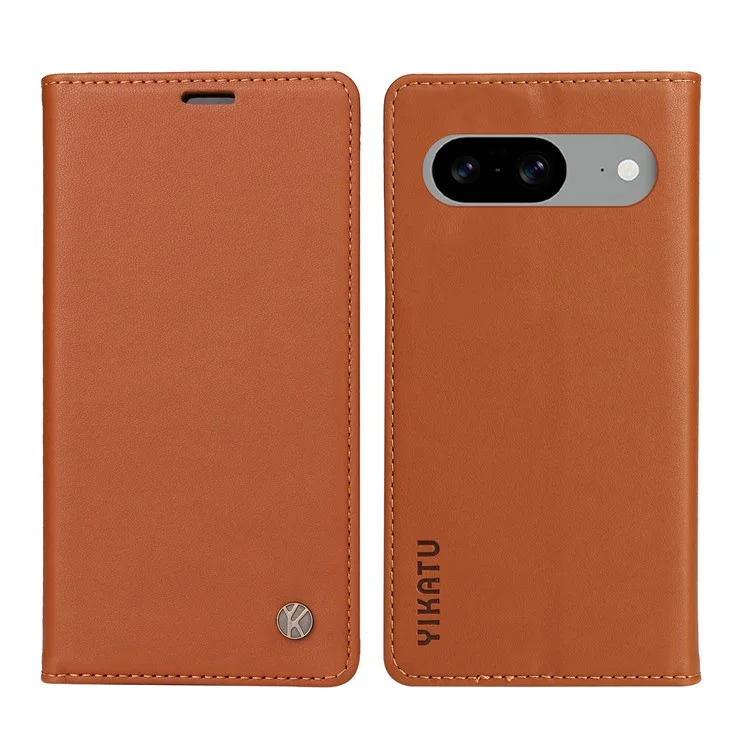 YIKATU YK-001 For Google Pixel 8 Cell Phone Case Shockproof Folio Flip Leather Cover - Brown