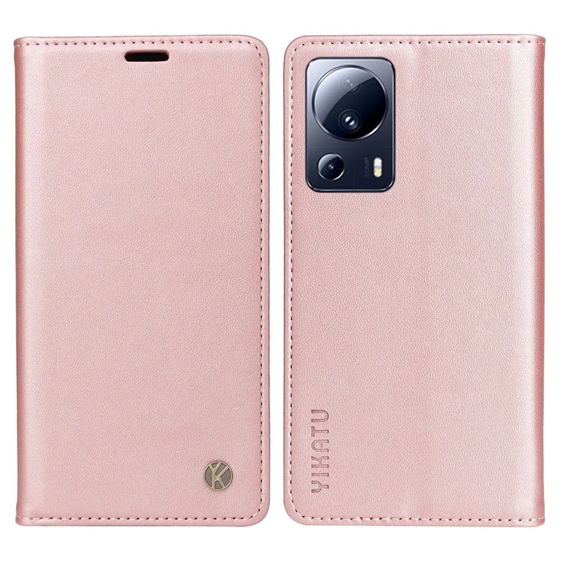 YIKATU YK-001 Per Xiaomi 13 Lite / Civi 2 5G Custodia per Telefono Cellulare Resistente agli Urti in Pelle con Supporto - Oro Rosa