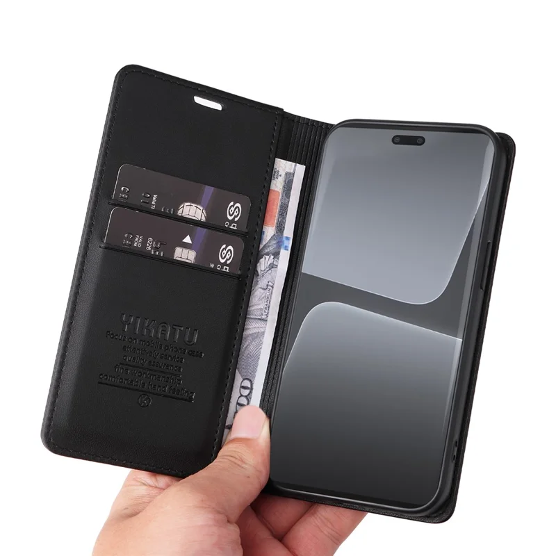 YIKATU YK-001 Étui pour téléphone portable Xiaomi 13 Lite / Civi 2 5G antichoc en cuir avec support - Noir