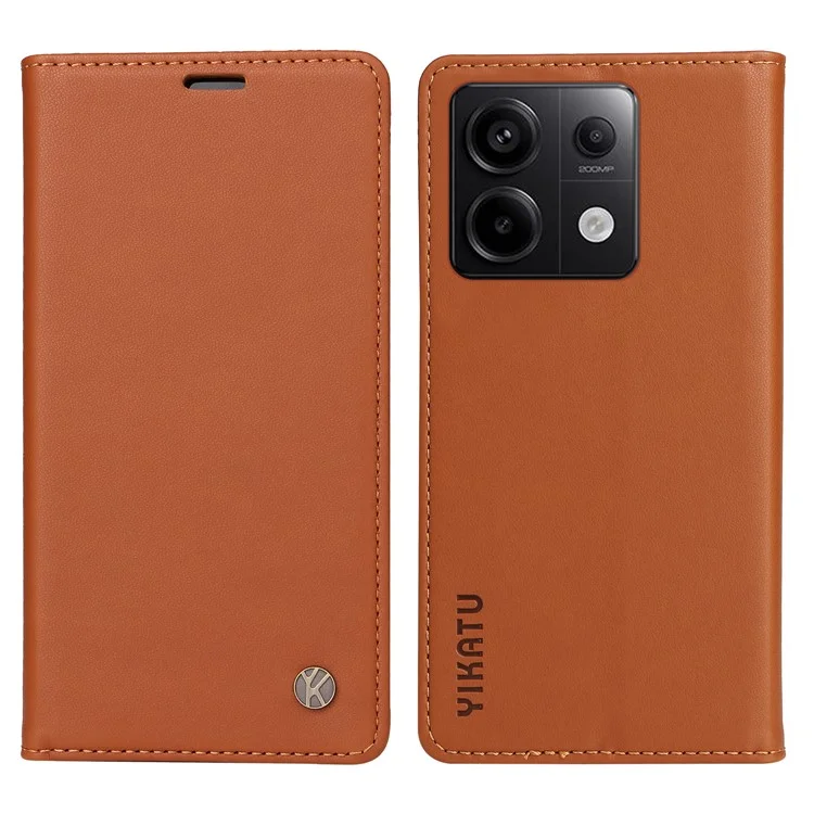 YIKATU YK-001 For Xiaomi Redmi Note 13 Pro 5G / Poco X6 5G Case Magnetic Adsorption Leather Phone Cover - Brown
