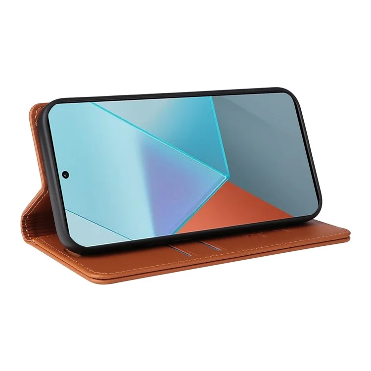 YIKATU YK-001 For Xiaomi Redmi Note 13 Pro 5G / Poco X6 5G Case Magnetic Adsorption Leather Phone Cover - Brown