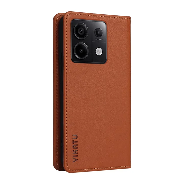 YIKATU YK-001 For Xiaomi Redmi Note 13 Pro 5G / Poco X6 5G Case Magnetic Adsorption Leather Phone Cover - Brown