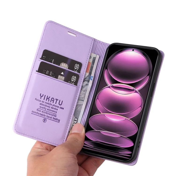 YIKATU YK-001 For Xiaomi Poco X5 Pro 5G / Redmi Note 12 Pro Speed 5G / Note 12 Pro 5G Case Magnetic Closing PU Leather Cover - Light Purple
