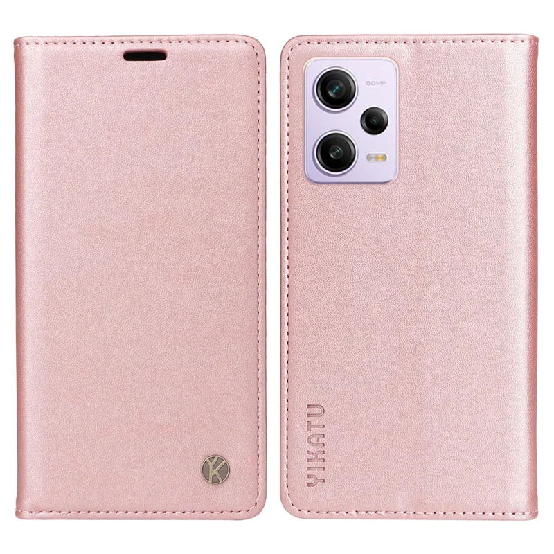 YIKATU YK-001 для Xiaomi Poco X5 Pro 5G / Redmi Note 12 Pro Speed 5G / Note 12 Pro 5G, магнитный чехол из искусственной кожи - Розовое золото