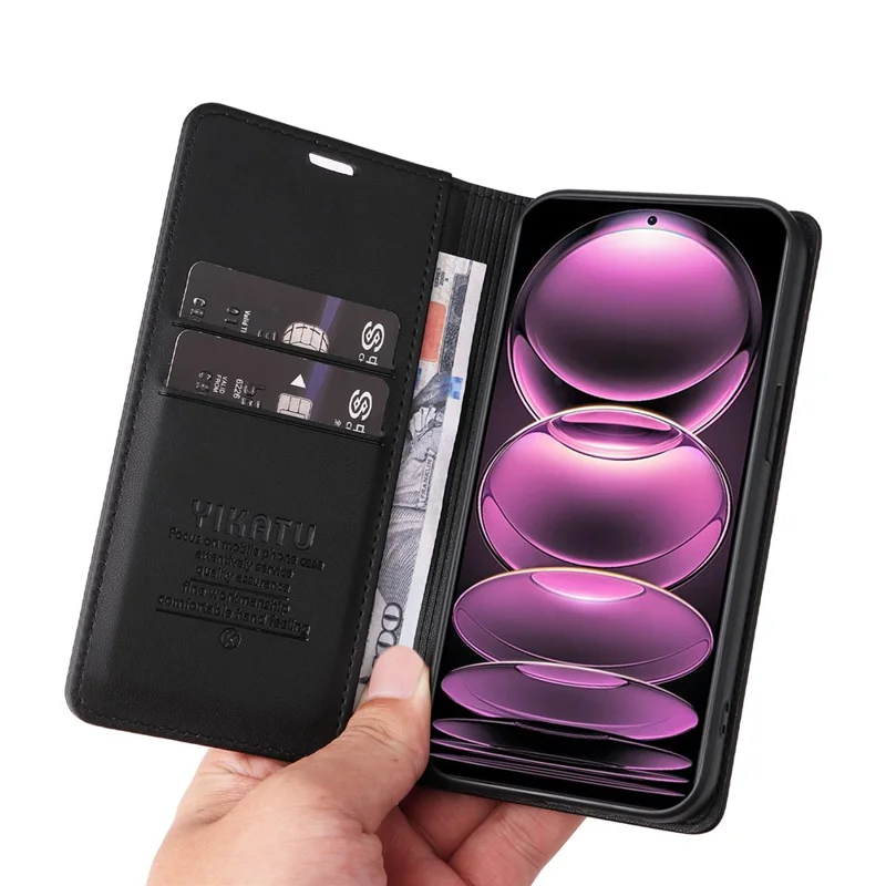 Чехол YIKATU YK-001 для Xiaomi Poco X5 Pro 5G / Redmi Note 12 Pro Speed 5G / Note 12 Pro 5G с магнитным закрытием из искусственной кожи - черный