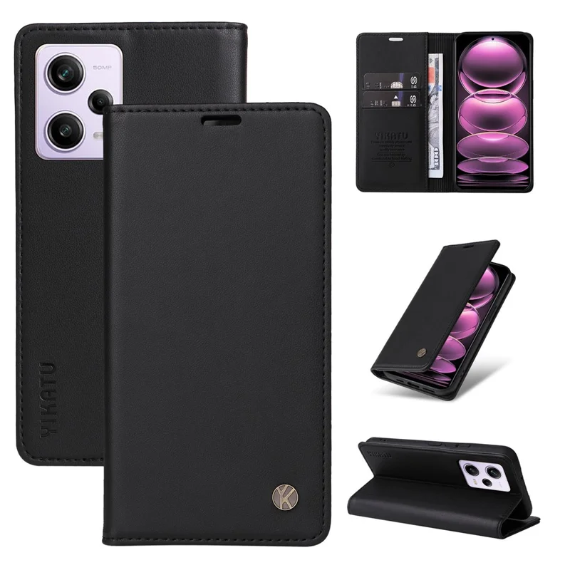 Чехол YIKATU YK-001 для Xiaomi Poco X5 Pro 5G / Redmi Note 12 Pro Speed 5G / Note 12 Pro 5G с магнитным закрытием из искусственной кожи - черный