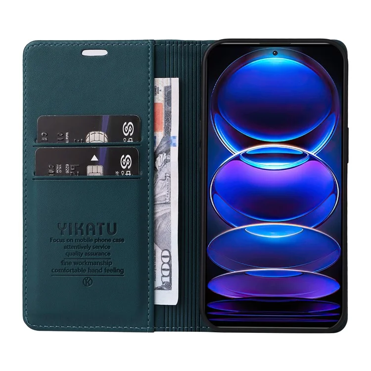 YIKATU YK-001 per Xiaomi Redmi Note 12 Pro+ 5G Cover per cellulare Chiusura magnetica Custodia in pelle telefonica - Verde
