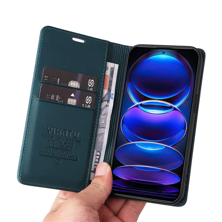 YIKATU YK-001 per Xiaomi Redmi Note 12 Pro+ 5G Cover per cellulare Chiusura magnetica Custodia in pelle telefonica - Verde