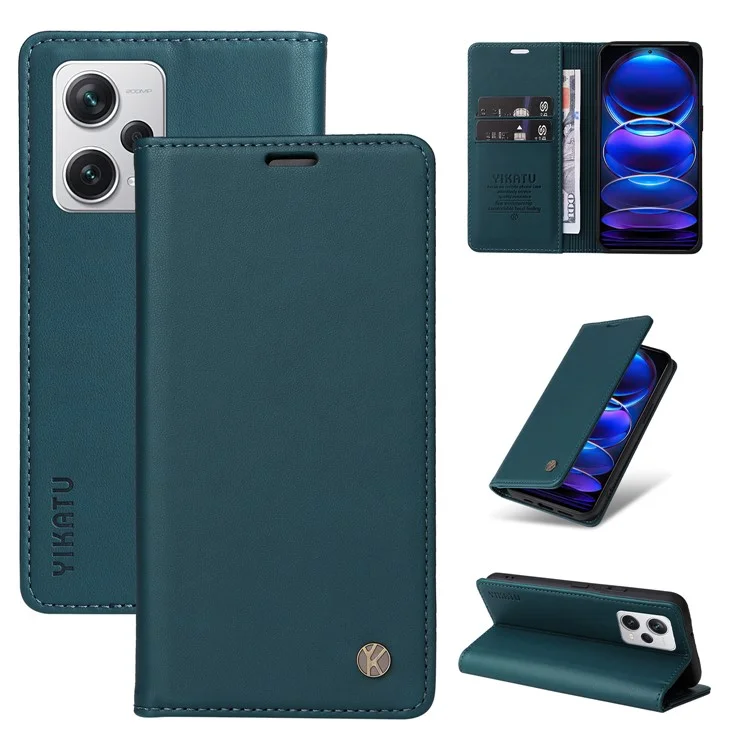 YIKATU YK-001 per Xiaomi Redmi Note 12 Pro+ 5G Cover per cellulare Chiusura magnetica Custodia in pelle telefonica - Verde