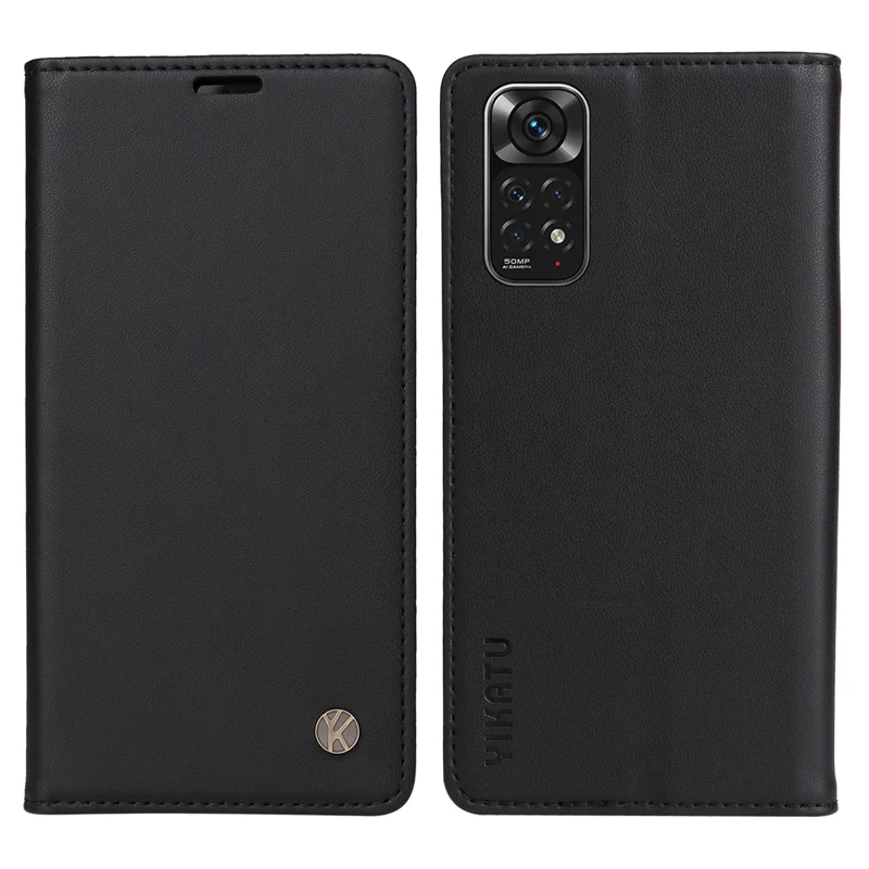 YIKATU YK-001 For Xiaomi Redmi Note 12S 4G Case Magnetic Closing PU Leather Cover - Black