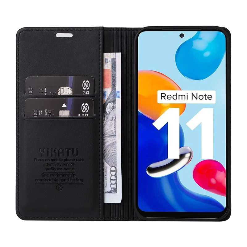 YIKATU YK-001 For Xiaomi Redmi Note 12S 4G Case Magnetic Closing PU Leather Cover - Black
