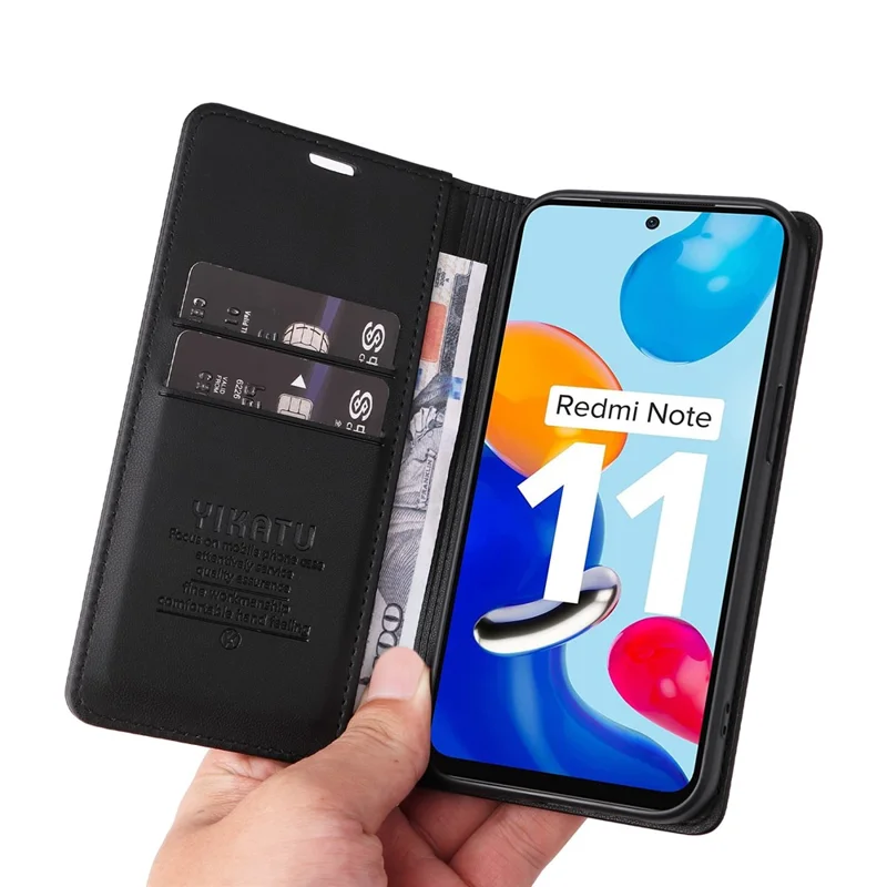 YIKATU YK-001 For Xiaomi Redmi Note 12S 4G Case Magnetic Closing PU Leather Cover - Black