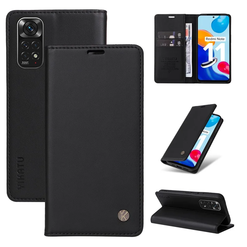YIKATU YK-001 For Xiaomi Redmi Note 12S 4G Case Magnetic Closing PU Leather Cover - Black