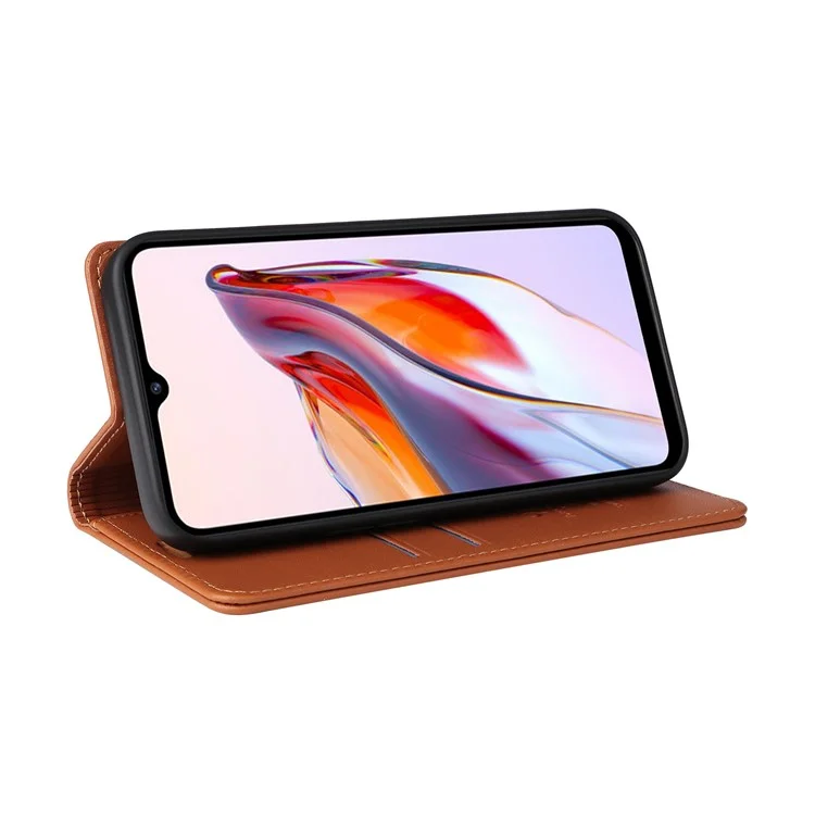 YIKATU YK-001 для Xiaomi Redmi 12C 4G / Redmi 11A 4G Магнитный чехол-книжка кожаный чехол-подставка для телефона - коричневый