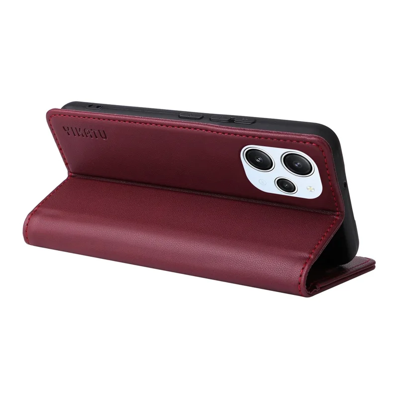 YIKATU YK-001 Per Xiaomi Redmi 12 4G / 5G (Global) / Poco M6 Pro 5G Custodia in Pelle Portafoglio Cover per Telefono - Vino Rosso
