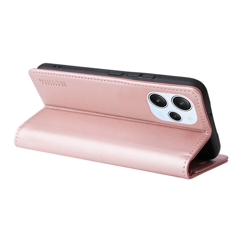 YIKATU YK-001 Per Xiaomi Redmi 12 4G / 5G (Global) / Poco M6 Pro 5G Custodia in Pelle Portafoglio Cover per Telefono - Rose Gold