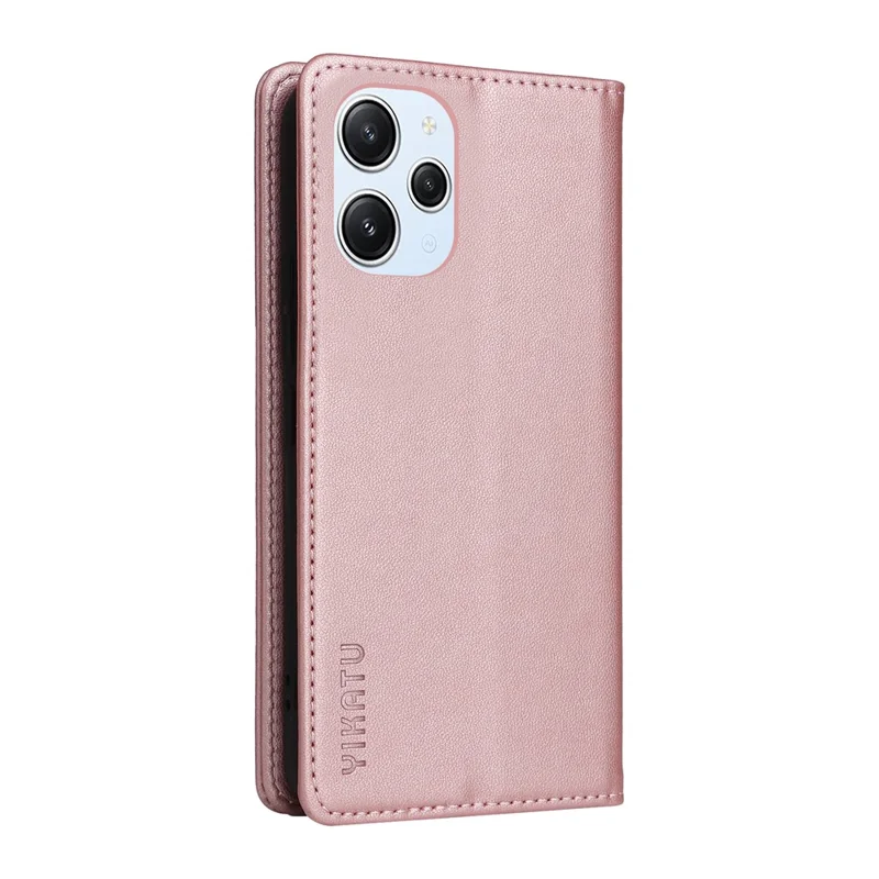 YIKATU YK-001 Per Xiaomi Redmi 12 4G / 5G (Global) / Poco M6 Pro 5G Custodia in Pelle Portafoglio Cover per Telefono - Rose Gold