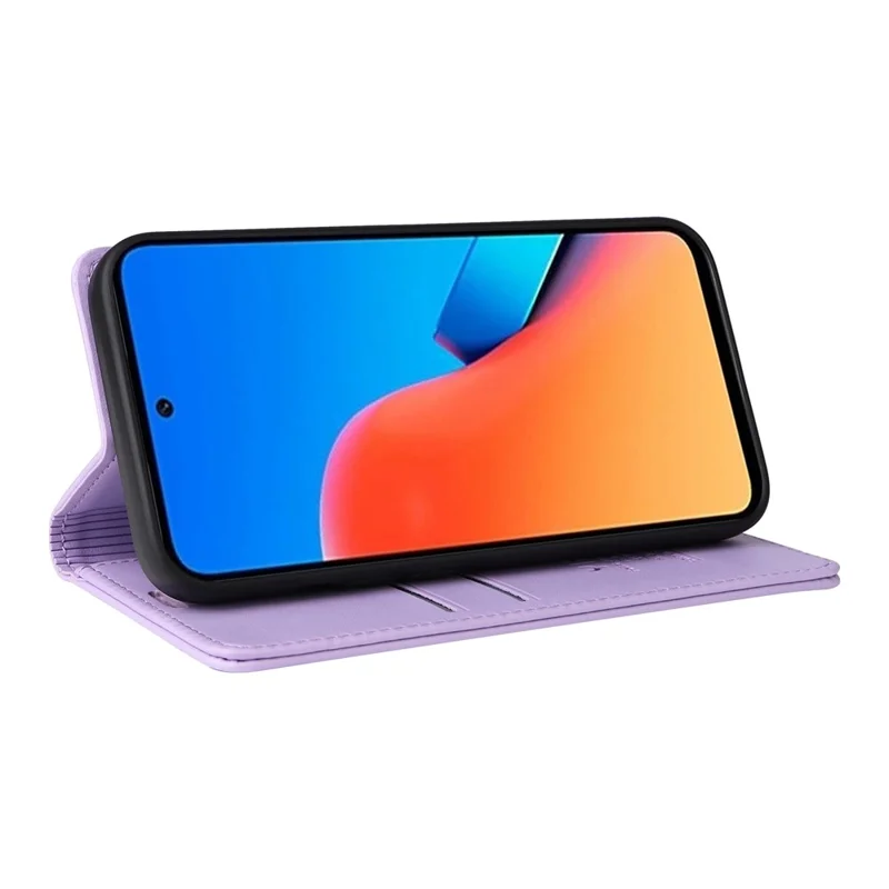 YIKATU YK-001 para Xiaomi Redmi 12 4G / 5G (Global) / Poco M6 Pro 5G Funda de piel para cartera y teléfono - Morado claro
