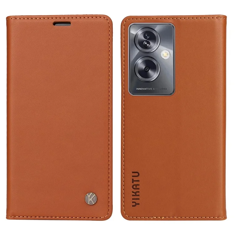 YIKATU YK-001 para Oppo A79 5G / A2 5G Funda Magnética de Absorción de Cuero - Marrón