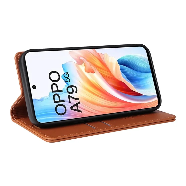YIKATU YK-001 para Oppo A79 5G / A2 5G Funda Magnética de Absorción de Cuero - Marrón