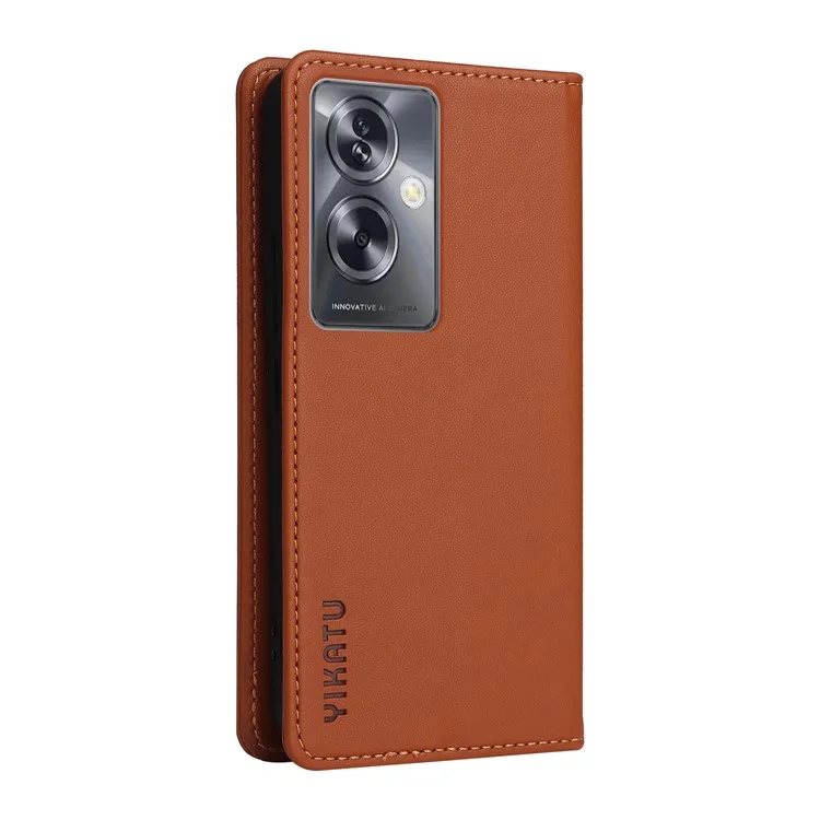 YIKATU YK-001 para Oppo A79 5G / A2 5G Funda Magnética de Absorción de Cuero - Marrón