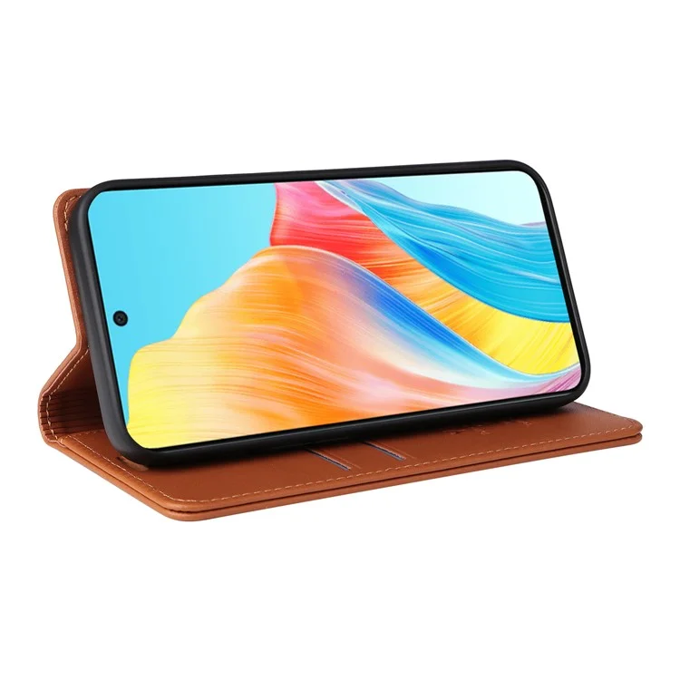 YIKATU YK-001 Para Oppo A58 4G Funda Magnética de Cartera de Cuero Funda de Teléfono Inteligente - Marrón