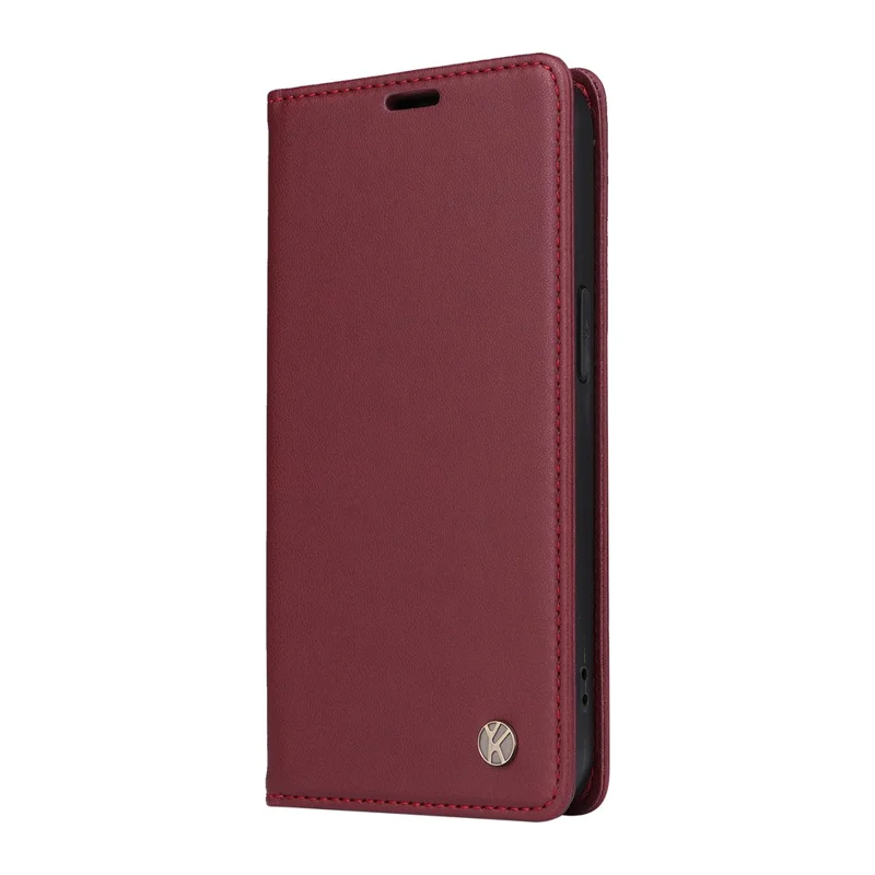 YIKATU YK-001 voor Realme 12 4G / 12+ 5G hoesje met magnetische sluiting Lederen telefoonhoes - Wijnrood