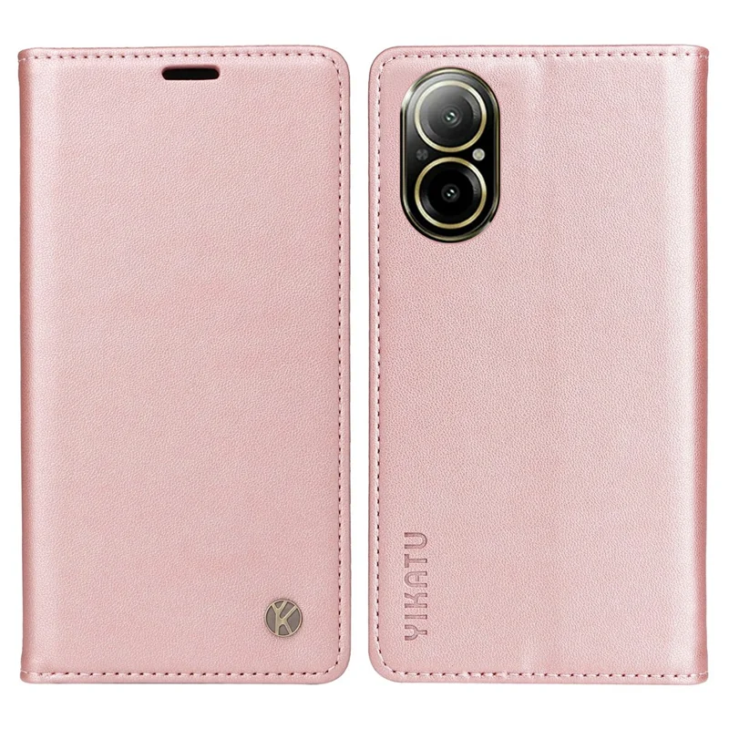 YIKATU YK-001 For Realme C67 4G Case Shockproof Leather Wallet Phone Cover - Rose Gold