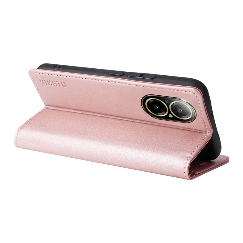 YIKATU YK-001 For Realme C67 4G Case Shockproof Leather Wallet Phone Cover - Rose Gold