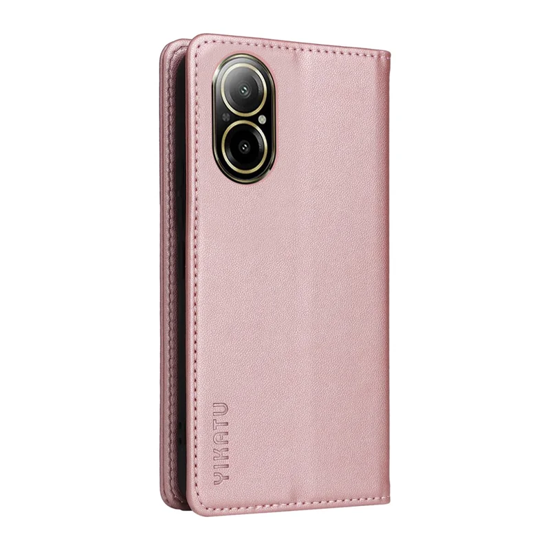 YIKATU YK-001 For Realme C67 4G Case Shockproof Leather Wallet Phone Cover - Rose Gold