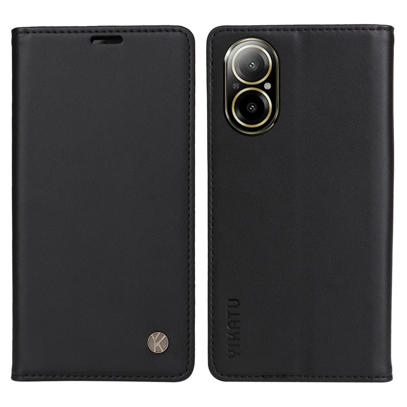 YIKATU YK-001 For Realme C67 4G Case Shockproof Leather Wallet Phone Cover - Black