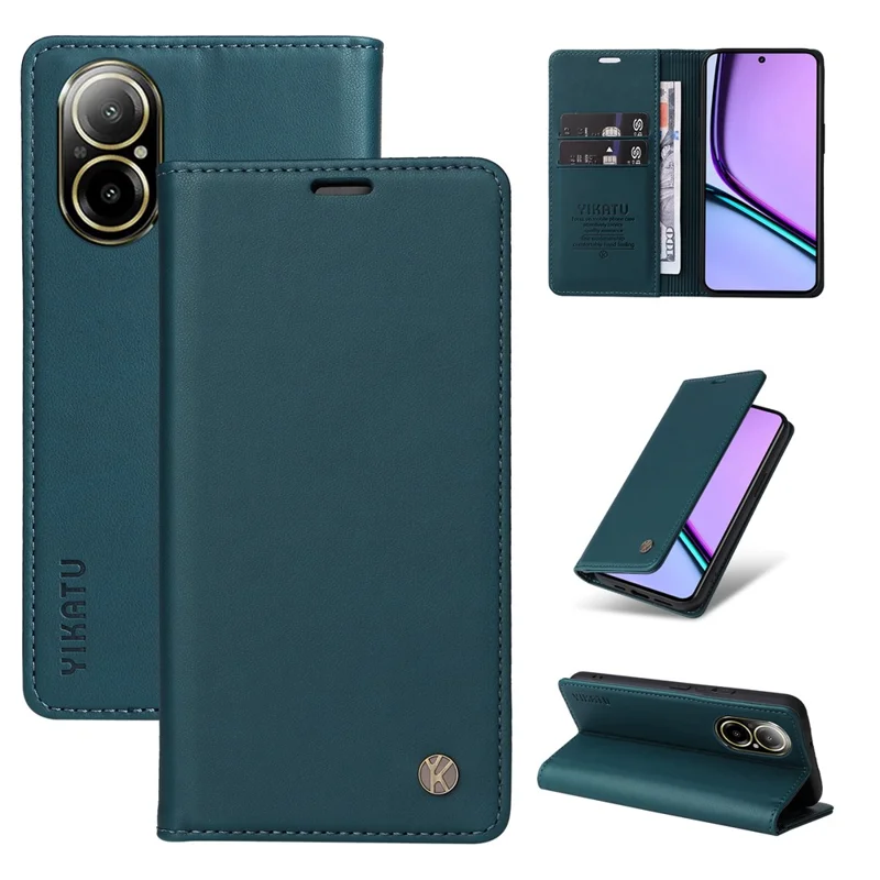 YIKATU YK-001 For Realme C67 4G Case Shockproof Leather Wallet Phone Cover - Green