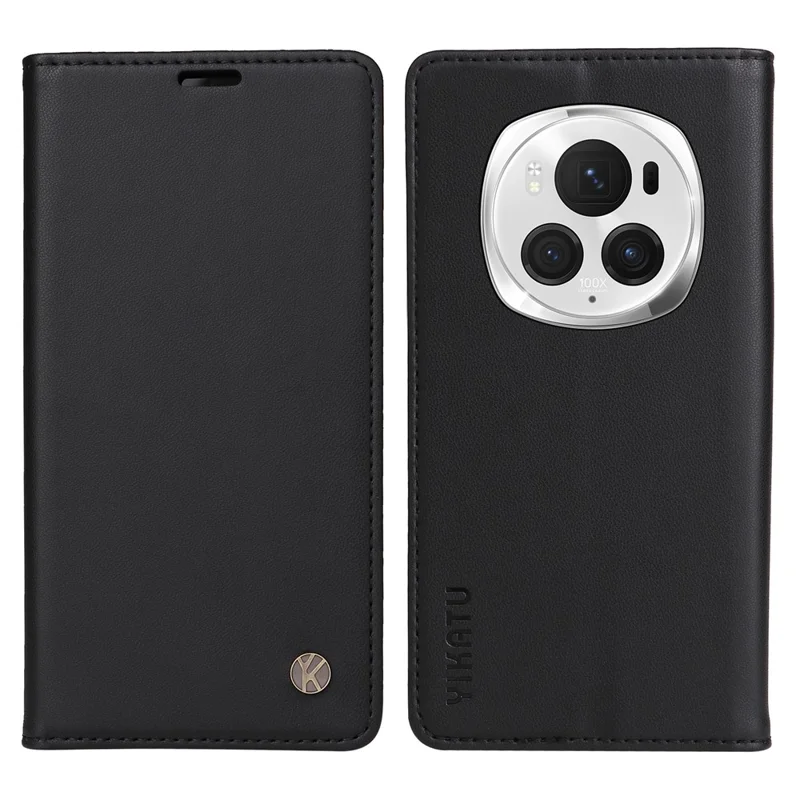 YIKATU YK-001 For Honor Magic6 Pro 5G Wallet Case Magnetic Closure Leather Phone Cover - Black