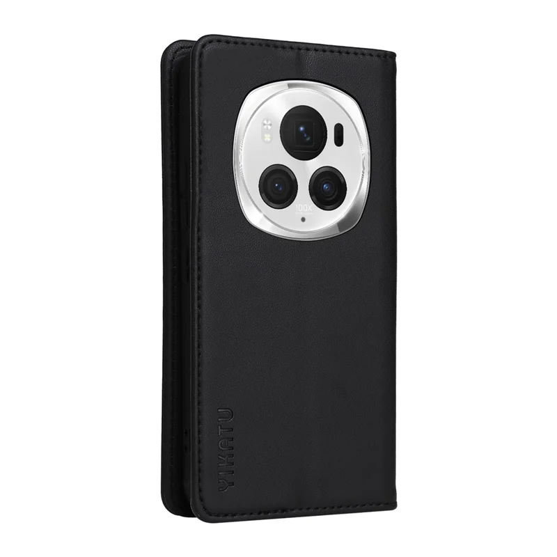 YIKATU YK-001 For Honor Magic6 Pro 5G Wallet Case Magnetic Closure Leather Phone Cover - Black