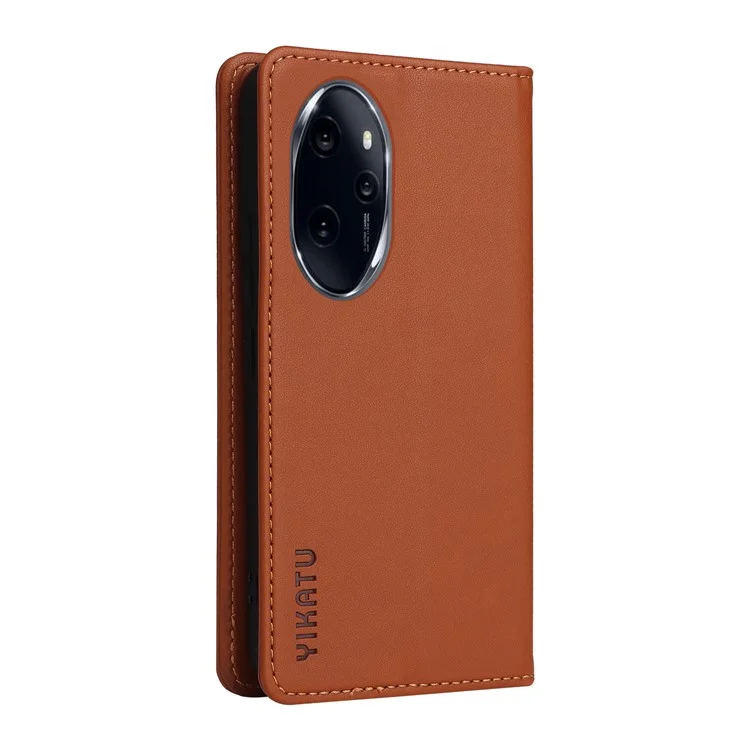 YIKATU YK-001 For Honor 100 Pro 5G Cell Phone Case Well-protected Folio Flip Leather Cover - Brown