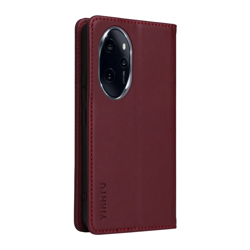 YIKATU YK-001 For Honor 100 Pro 5G Cell Phone Case Well-protected Folio Flip Leather Cover - Wine Red