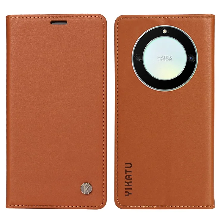 YIKATU YK-001 Para Honor X40 5G / X9a 5G / Magic5 Lite 5G Capa de telefone celular Fechamento magnético Cobertura de couro - Marrom