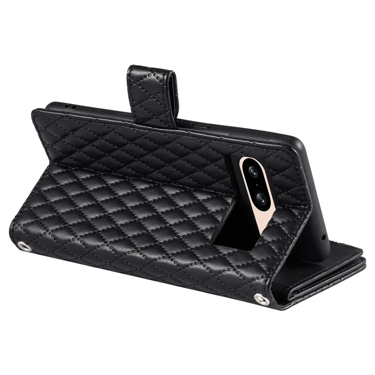 Style 012 for Google Pixel 8 Wallet Case Rhombus PU Leather Shockproof Phone Cover - Black