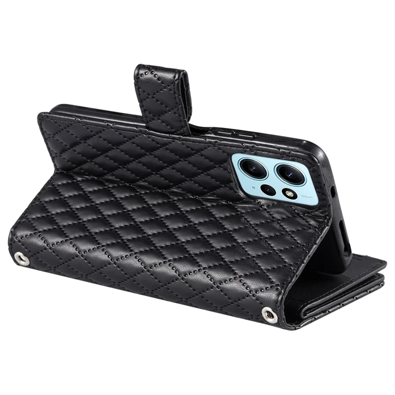 Style 012 for Xiaomi Redmi Note 12 4G Case Leather Phone Cover with Zipper Wallet Stand - Black