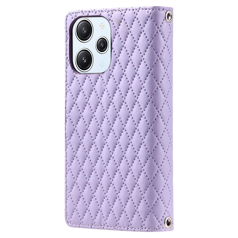 Custodia in pelle per Xiaomi Redmi 12 4G / 5G (Global) / Poco M6 Pro 5G, stile 012, con cerniera a rombo - Viola
