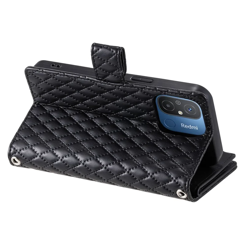 Style 012 für Xiaomi Redmi 12C 4G / 11A 4G Hülle Glitzer PU-Leder Reißverschlusstaschen Handyhülle - Schwarz