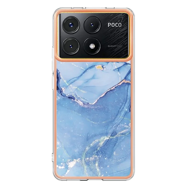 YB IMD Serie-16 Estilo-E Para Xiaomi Poco X6 Pro 5G / Redmi K70E 5G Funda TPU Electrochapado Borde Funda Móvil - Azul