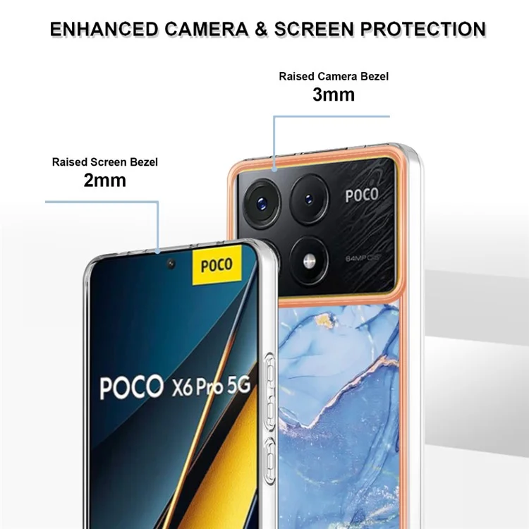 YB IMD Serie-16 Estilo-E Para Xiaomi Poco X6 Pro 5G / Redmi K70E 5G Funda TPU Electrochapado Borde Funda Móvil - Azul