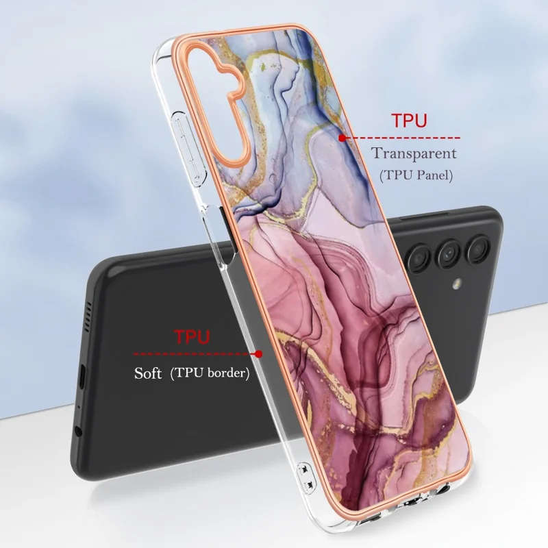 YB IMD Series-16 Style-E For Samsung Galaxy A55 5G Case TPU Phone Cover Electroplating Frame Design - Rose Gold